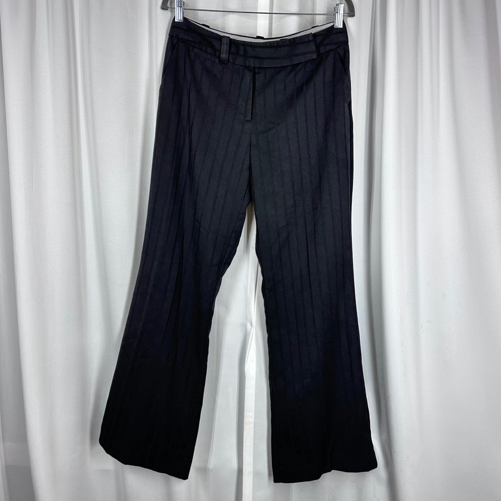 Worthington Black Pinstripe Dress Pants Women Sz 8 Wide Leg Career Work Trousers